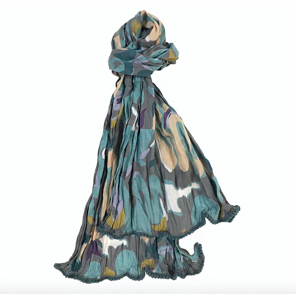 NEW LITTLE JOURNEYS CHICAGO crinkled cotton scarf in swoosh sea
